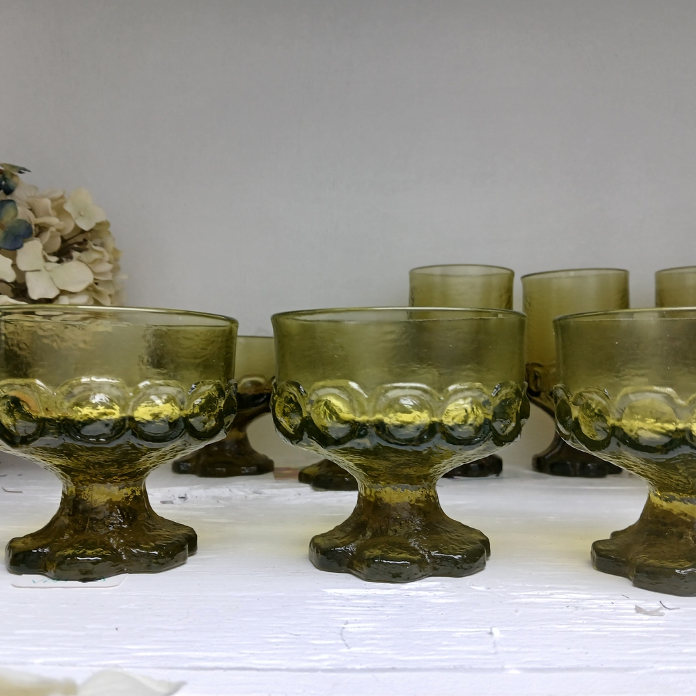 Vintage Green Glass Goblets